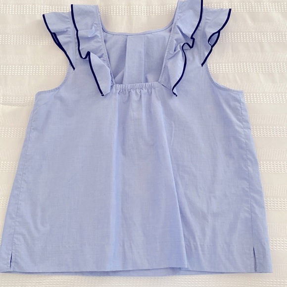 JCREW Blue Ruffle Top - Picture 2 of 3